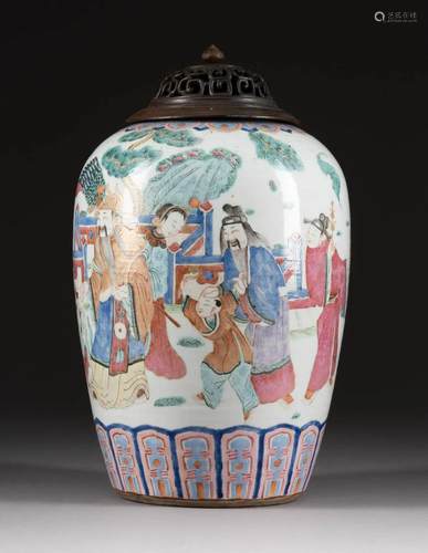 VASE MIT FU-LU-SHOU-DARSTELLUNG China, um 1900 oder