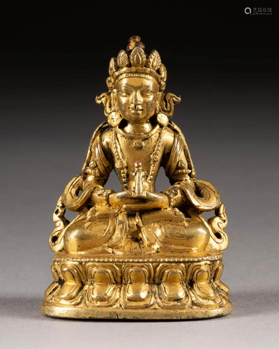 KLEINE FIGUR VON AMITAYUS Tibet, 18. Jh. Bronze,