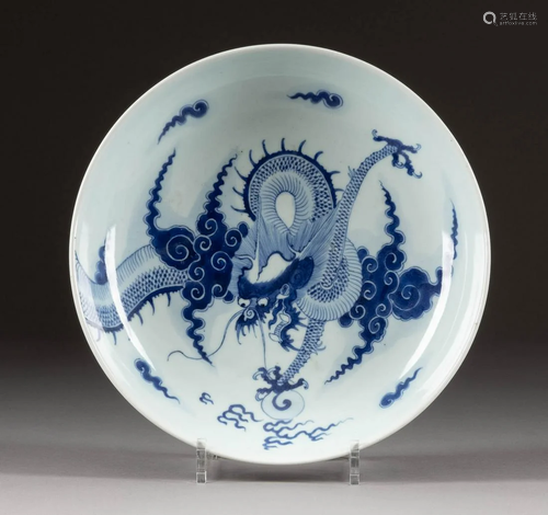 SCHALE MIT DRACHENDEKOR China, 19./20. Jh. Porzellan,