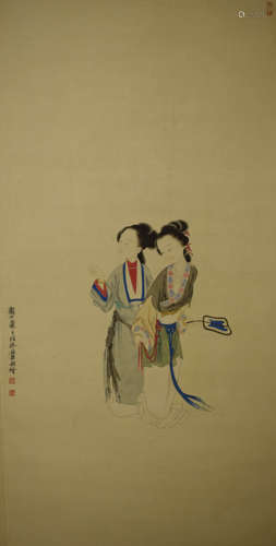 A Chinese Figure Painting, Xu Cao Mark