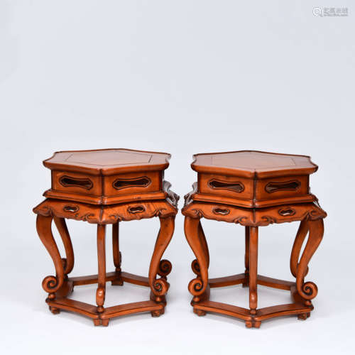 A Pair of Boxwood Flower Stands