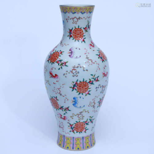 A Famille Rose ‘Shou’ Characters Porcelain Vase