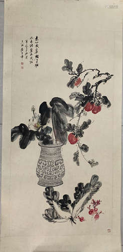 A Chinese Flowers Painting, Zhang Daqian Mark