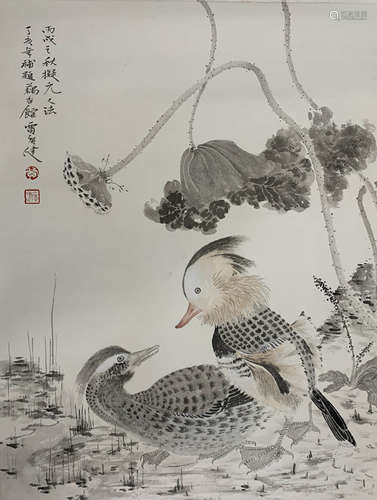 A Chinese Flower and bird Painting, Jia Guangjian Mark