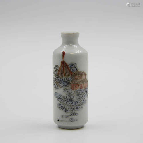 A Famille Rose Figure   Porcelain Snuff Bottle