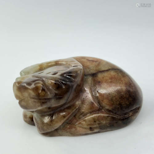 A Jade Carved Ox Ornament