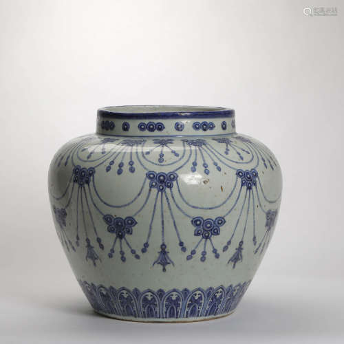 A Blue and White Hanging Beads   Porcelain Jar
