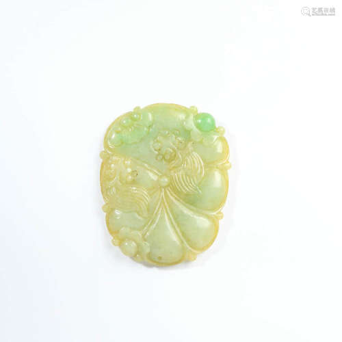 A Jadeite Carved ＇Rich and Have A Surplus＇Pendant