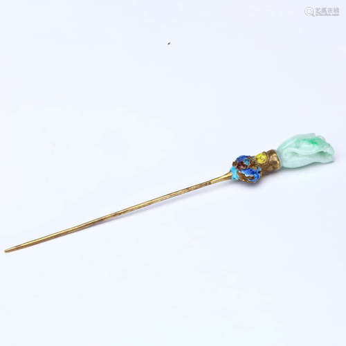 A Jadeite Silver Hairpin