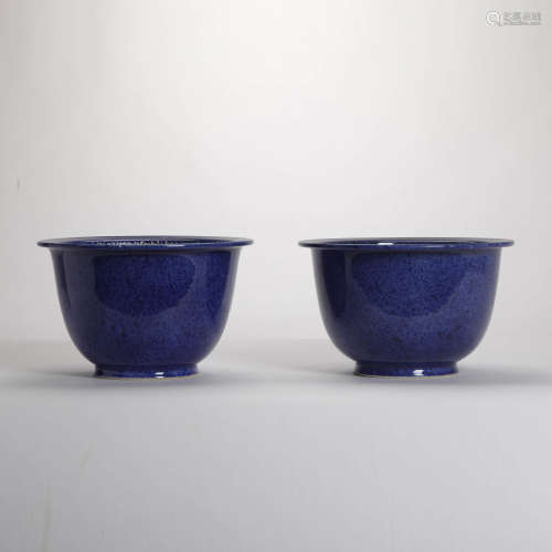 A Pair of Altar Blue Porcelain Utensils