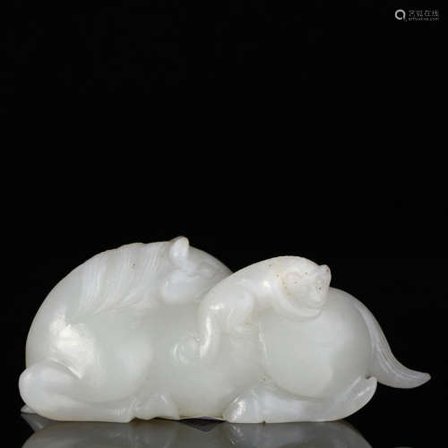 A Hetian Jade Carved Horse Ornament