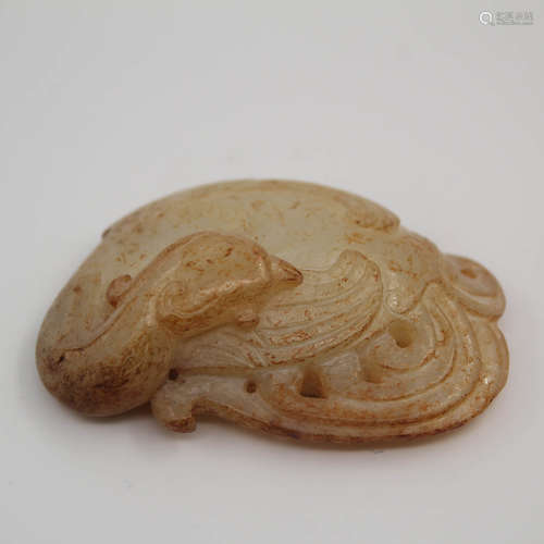 A White Jade Carved Phoenix Shaped Ornament