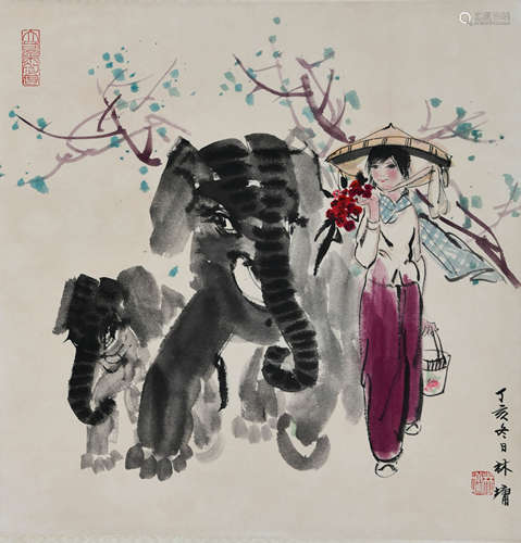 A Chinese ＇Auspicious＇Painting, Lin Yong Mark