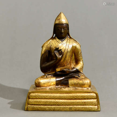 A Gild Bronze Statue of Tsongkhapa