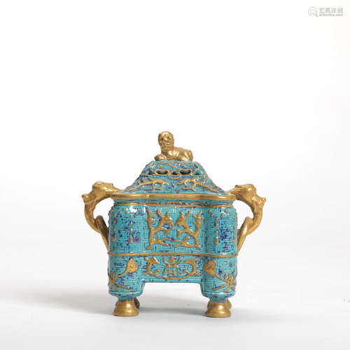 A Gilt Double Ears Porcelain Four legged Incense Burner