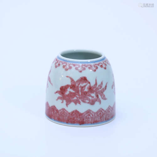 A Copper-red-glazed ‘Sanduo’ Porcelain Water Pot