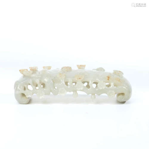 A Hetian Jade Carved Plum Blossom Pattern Brush Rack