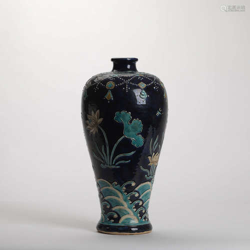 An EnamelFloral Porcelain Plum Bottle