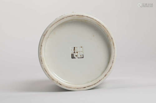 A Landscape   Carved White Glaze Porcelain Brush Pot