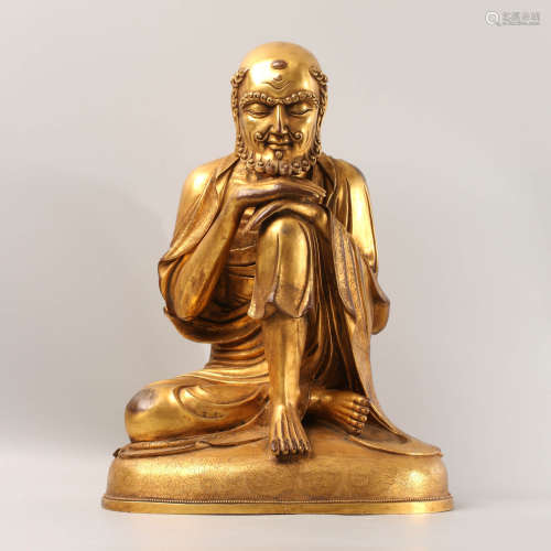A Gild Bronze Statue of Bodhidharma