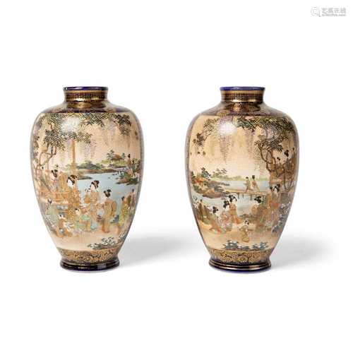 PAIR OF SATSUMA VASES MEIJI PERIOD