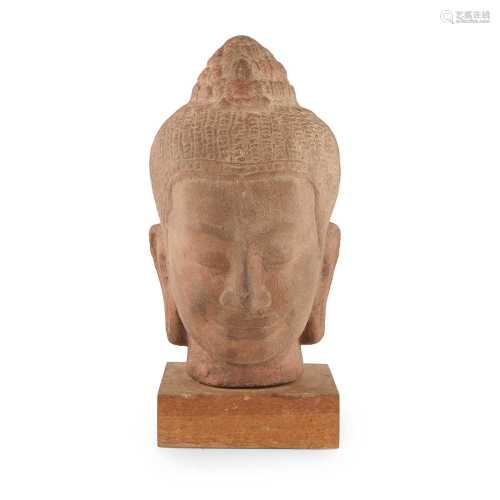 KHMER STYLE SANDSTONE HEAD OF BUDDHA