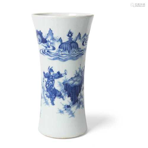 BLUE AND WHITE SLEEVE VASE QING DYNASTY, 19TH CENTURY