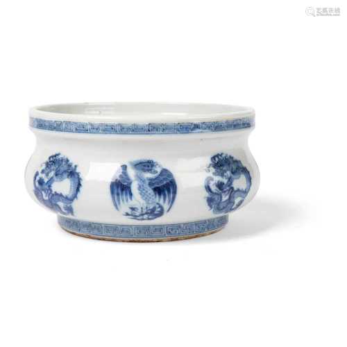 BLUE AND WHITE CENSER 19TH-20TH CENTURY