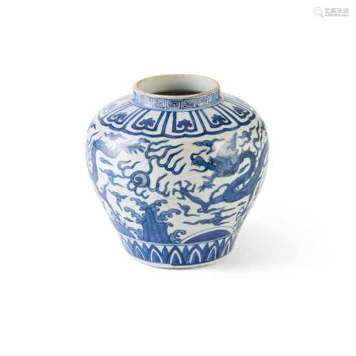BLUE AND WHITE 'DRAGON' JAR WANLI MARK BUT LATER