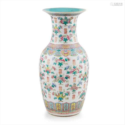 LARGE FAMILLE ROSE 'MARRIAGE' VASE QING DYNASTY, 19TH CENTURY