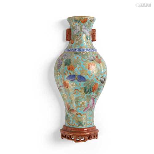 FAMILLE ROSE WALL VASE QIANLONG MARK