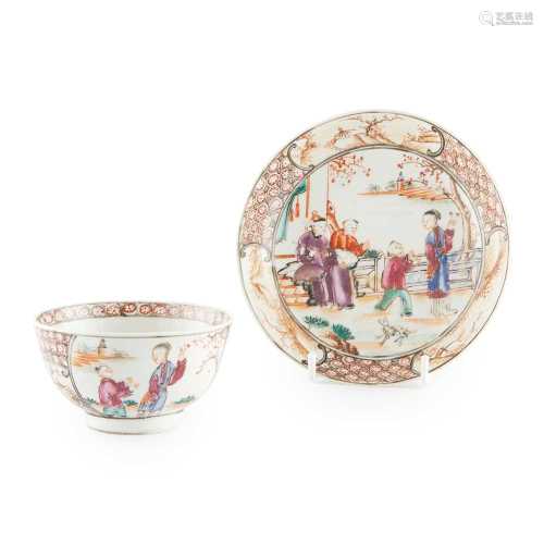 FAMILLE ROSE TEACUP AND SAUCER QING DYNASTY, 18TH CENTURY