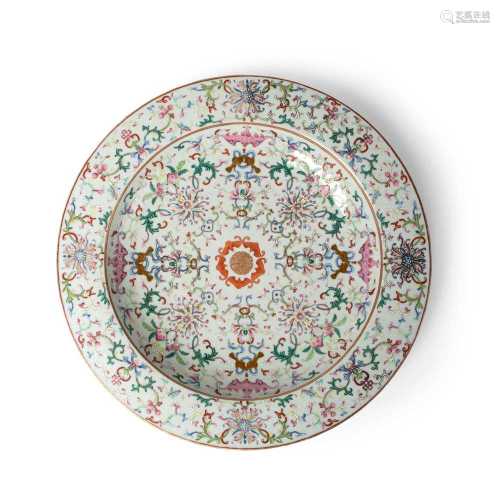 FAMILLE ROSE PLATE JIAQING MARK, 19TH CENTURY