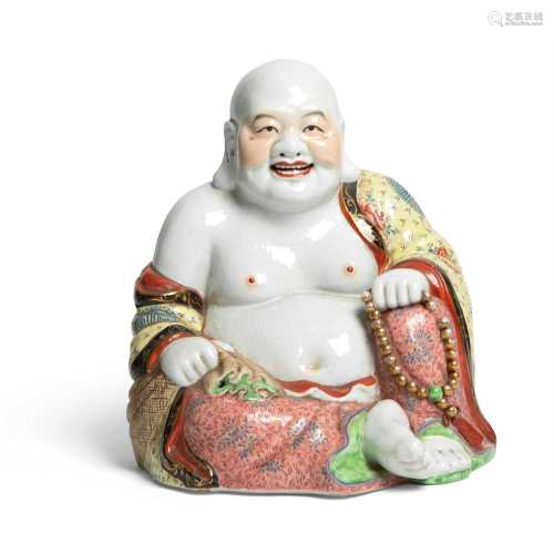 FAMILLE ROSE FIGURE OF BUDAI