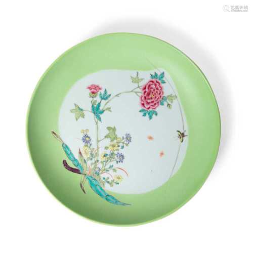 FAMILLE ROSE 'BUTTERFLY AND PEONY' PLATE QING DYNASTY, 18TH-19TH CENTURY