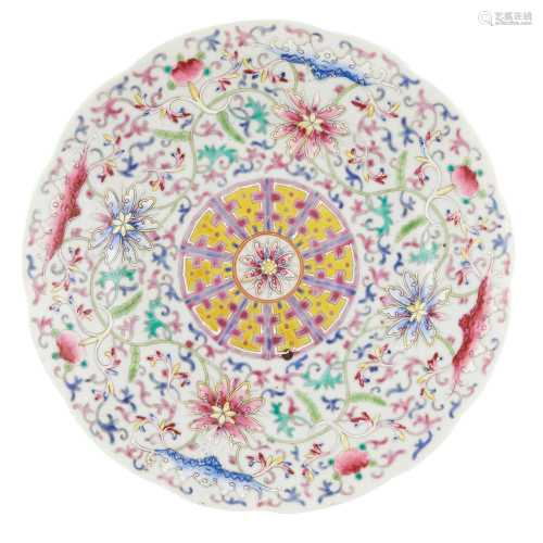 FAMILLE ROSE 'FLORAL' DISH XUANTONG MARK