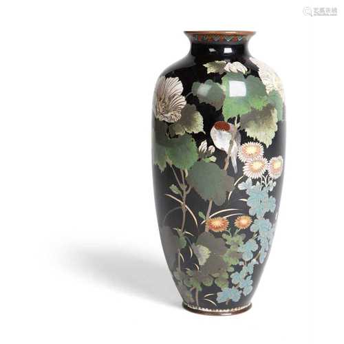 JAPANESE CLOISONNÉ ENAMEL 'FLORAL' VASE MEIJI PERIOD