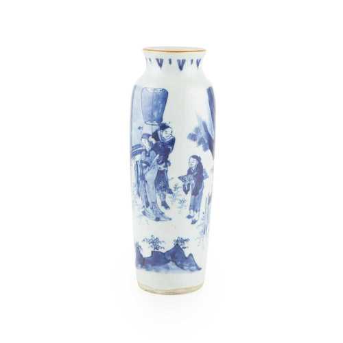 BLUE AND WHITE SMALL SLEEVE VASE TRANSITIONAL STYLE