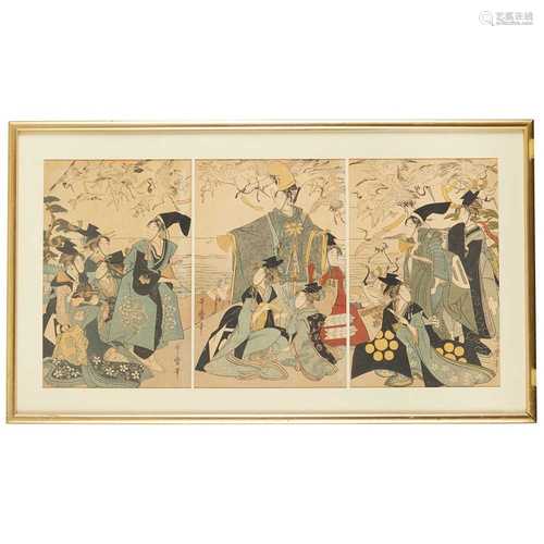 KITAGAWA UTAMARO (1753-1806) WOODBLOCK PRINT TRIPTYCH