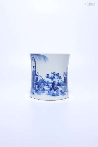 chinese blue and white porcelain brush pot,qing dynasty