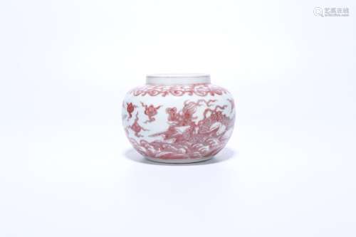 chinese copper-red glazed porcelain jar,qing dynasty