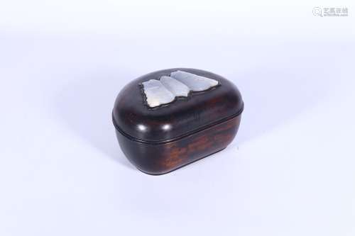 chinese jade-inlaid rosewood powder box,qing dynasty