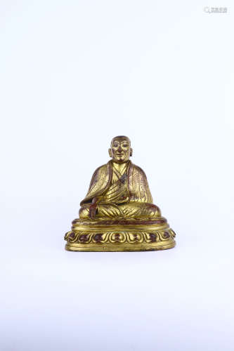 chinese gilt bronze figure of tsongkhapa,qing dynasty