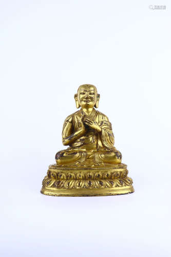 chinese gilt bronze figure of tsongkhaba,qing dynasty