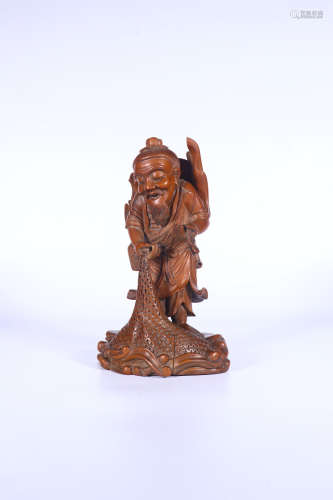 chinese boxwood fisherman ornament,qing dynasty