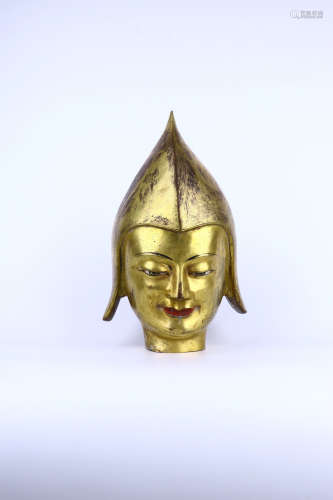 chinese gilt bronze head of buddha,qing dynasty