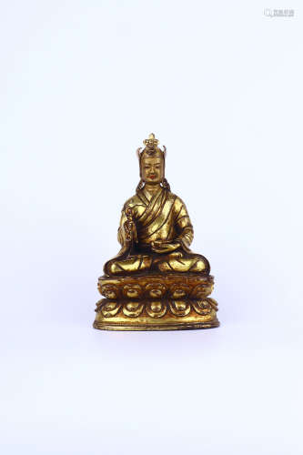 chinese gilt bronze figure of manjusri,qing dynasty