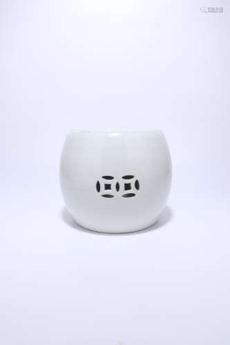 chinese white glazed porcelain barrel stool,qing dynasty