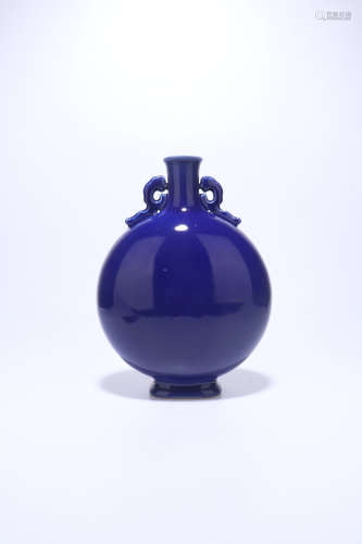 chinese blue glazed porcelain moonflask,qing dynasty