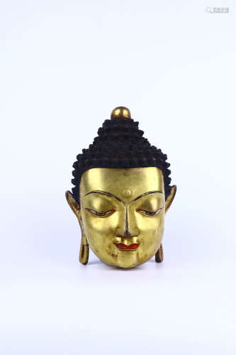 chinese gilt bronze head of buddha,ming dynasty